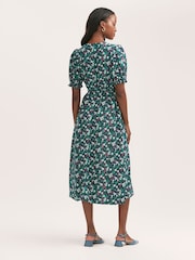 Finery Blue Everleigh Crepe Floral Print Midi Tea Dress - Image 2 of 4