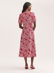 Finery Red Martina Floral Print Midi Tea Dress - Image 2 of 4