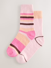 Multi Stripe Supersoft Cosy Ankle Socks 2 Pack - Image 1 of 5