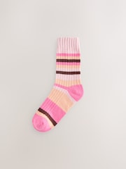 Multi Stripe Supersoft Cosy Ankle Socks 2 Pack - Image 3 of 5