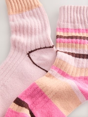 Multi Stripe Supersoft Cosy Ankle Socks 2 Pack - Image 4 of 5