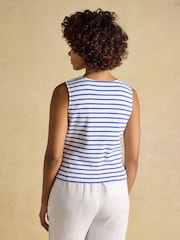 Joules Premium Ribbed Blue Stripe Jersey 100% Cotton Waistcoat - Image 2 of 8