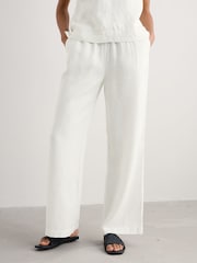 Seasalt Cornwall White 100% Linen Tide Flow Wide Leg Linen Trousers - Image 1 of 5