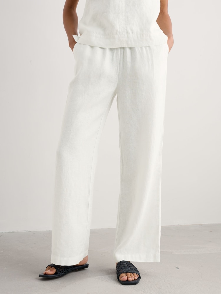 Seasalt Cornwall White 100% Linen Tide Flow Wide Leg Linen Trousers - Image 1 of 5 Seasalt Cornwall White 100% Linen Tide Flow Wide Leg Linen Trousers - Image 1 of 5