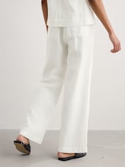 Seasalt Cornwall White 100% Linen Tide Flow Wide Leg Linen Trousers - Image 2 of 5