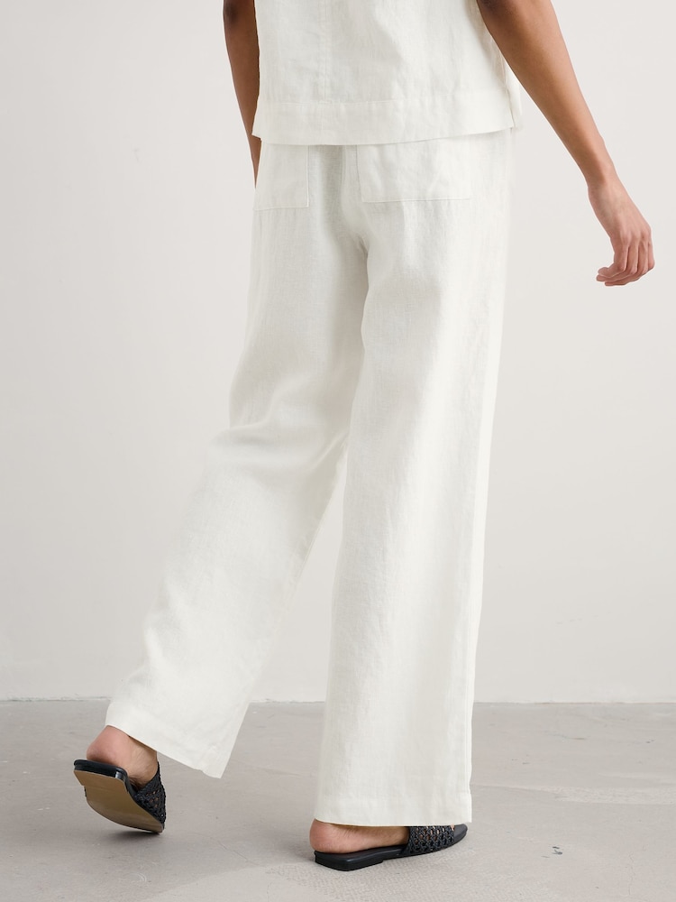 Seasalt Cornwall White 100% Linen Tide Flow Wide Leg Linen Trousers - Image 2 of 5 Seasalt Cornwall White 100% Linen Tide Flow Wide Leg Linen Trousers - Image 2 of 5