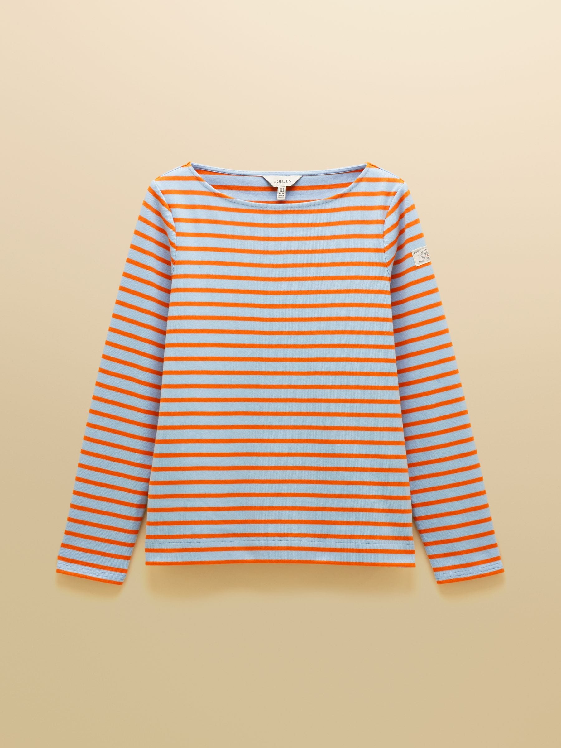 Buy Joules Harbour Blue & Orange Long Sleeve Striped Boat Neck