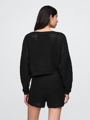 Gap Black Crochet Cropped Boatneck Jumper - Image 2 of 4