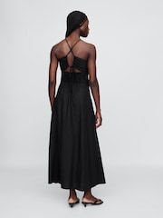 Gap Black Linen-Blend Shirred Bodice Maxi Dress - Image 2 of 4