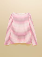 Creme/Pink - Joules Harbour Boat Neck 100% Cotton Long Sleeve Breton Top - Bild 9 von 9