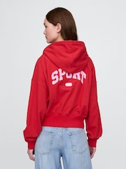 Gap Red Heavyweight French Terry Oversized Zip Wedge Hoodie - Image 2 of 5