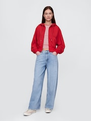 Gap Red Heavyweight French Terry Oversized Zip Wedge Hoodie - Image 3 of 5