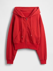 Gap Red Heavyweight French Terry Oversized Zip Wedge Hoodie - Image 4 of 5