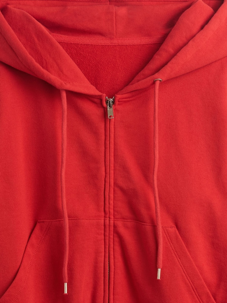 Gap Red Heavyweight French Terry Oversized Zip Wedge Hoodie - Image 5 of 5
