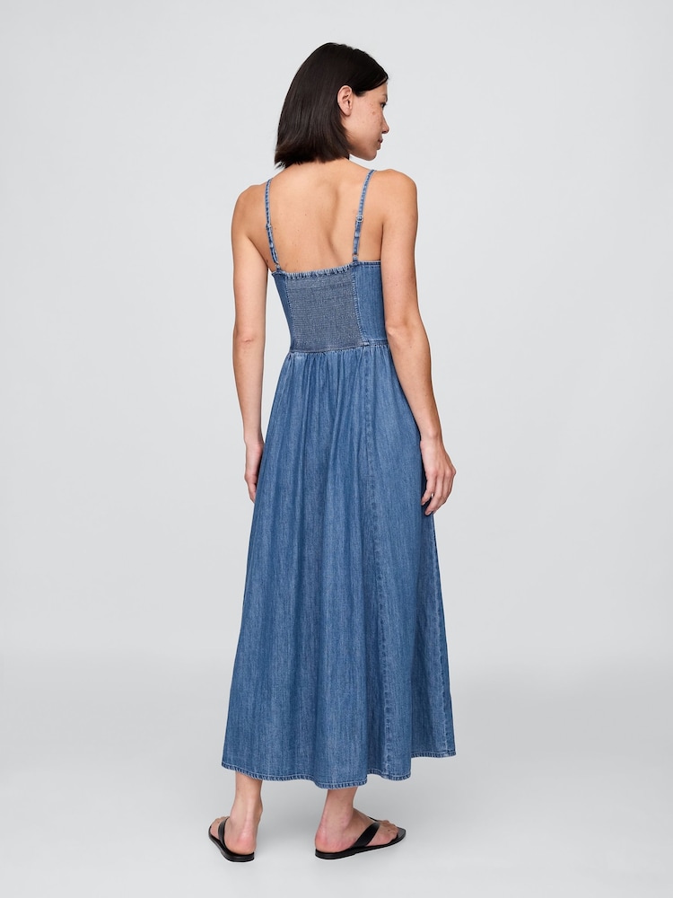 Gap Blue Denim Seamed Maxi Dress - Image 2 of 4