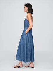 Gap Blue Denim Seamed Maxi Dress - Image 3 of 4