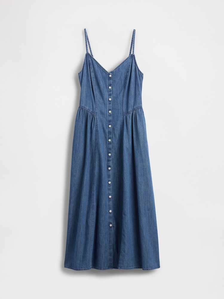 Gap Blue Denim Seamed Maxi Dress - Image 4 of 4