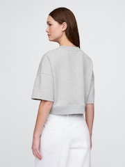 Gap Grey VintageSoft Cropped Elbow-Sleeve Sweatshirt - Image 2 of 5