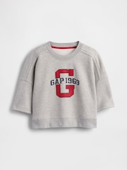 Gap Grey VintageSoft Cropped Elbow-Sleeve Sweatshirt - Image 4 of 5