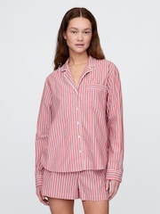 Gap Red Stripe 100% Cotton Poplin Pyjama Top - Image 1 of 5