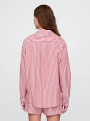 Gap Red Stripe 100% Cotton Poplin Pyjama Top - Image 2 of 5