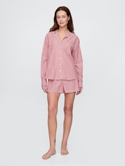 Gap Red Stripe 100% Cotton Poplin Pyjama Top - Image 3 of 5