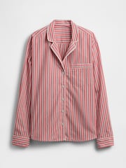 Gap Red Stripe 100% Cotton Poplin Pyjama Top - Image 4 of 5