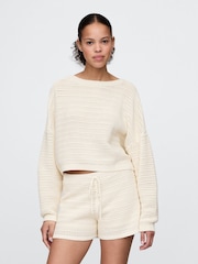 Gap Cream Crochet Cropped Boatneck Jumper - Image 1 of 4