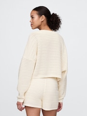 Gap Cream Crochet Cropped Boatneck Jumper - Image 2 of 4