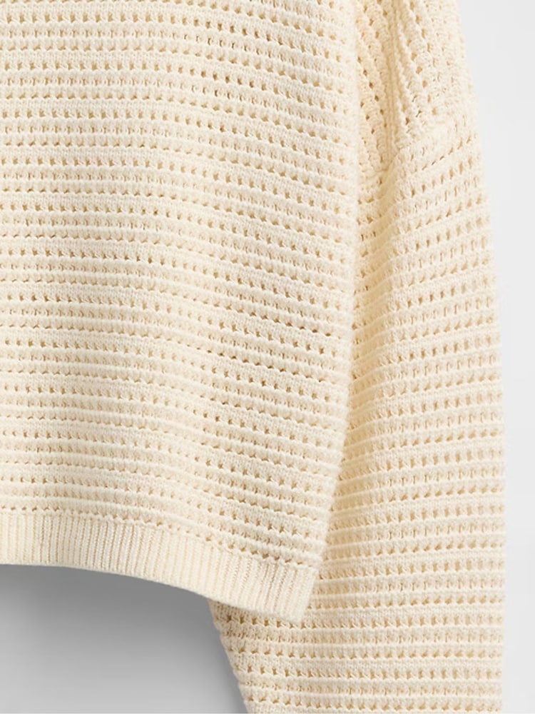 Gap Cream Crochet Cropped Boatneck Jumper - Image 5 of 5