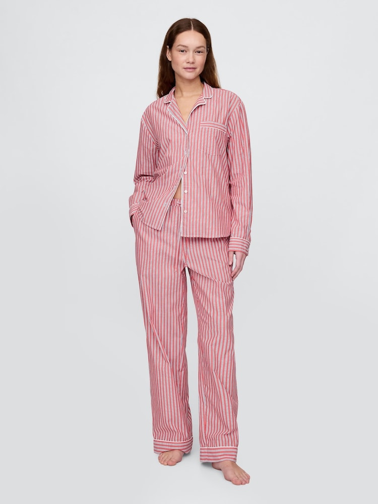 Red Stripe - Gap 100% Cotton Poplin Pyjama Bottoms - Image 1 of 4