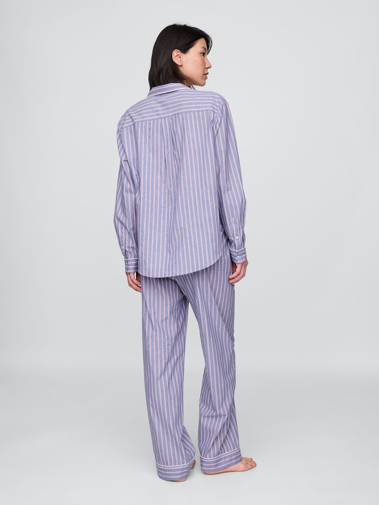 Gap Blue Stripe Trouser 100% Cotton Poplin Pyjama Bottoms - Image 2 of 3