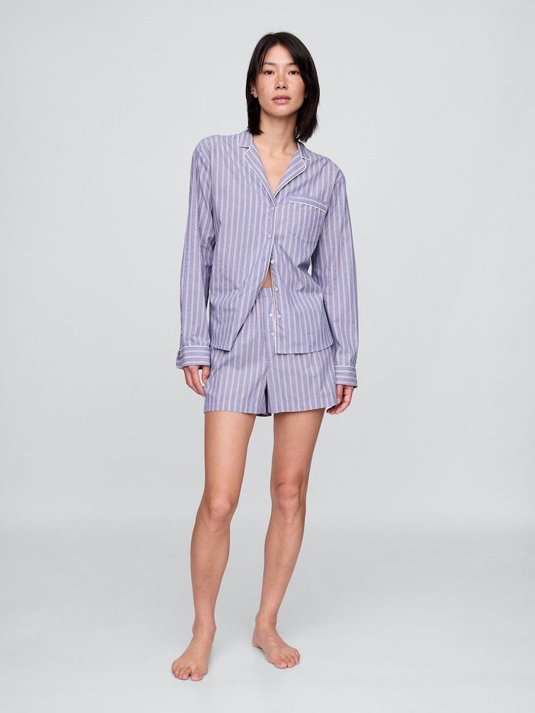 Gap Blue Stripe Short 100% Cotton Poplin Pyjama Bottoms - Image 1 of 3 Gap Blue Stripe Short 100% Cotton Poplin Pyjama Bottoms - Image 1 of 3