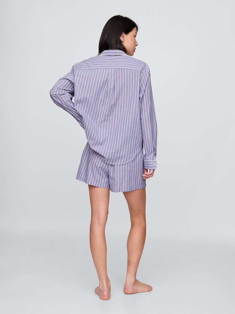 Gap Blue Stripe Short 100% Cotton Poplin Pyjama Bottoms - Image 2 of 3 Gap Blue Stripe Short 100% Cotton Poplin Pyjama Bottoms - Image 2 of 3
