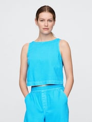 Gap Blue UltraSoft Denim Shell Vest Top - Image 1 of 5