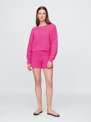 Gap Pink Crochet Cropped Boatneck Jumper - Image 3 of 4