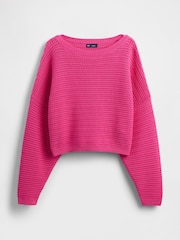 Gap Pink Crochet Cropped Boatneck Jumper - Image 4 of 4