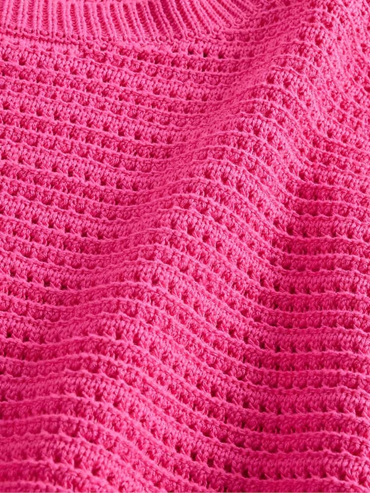 Gap Pink Crochet Cropped Boatneck Jumper - Image 5 of 5 Gap Pink Crochet Cropped Boatneck Jumper - Image 5 of 5