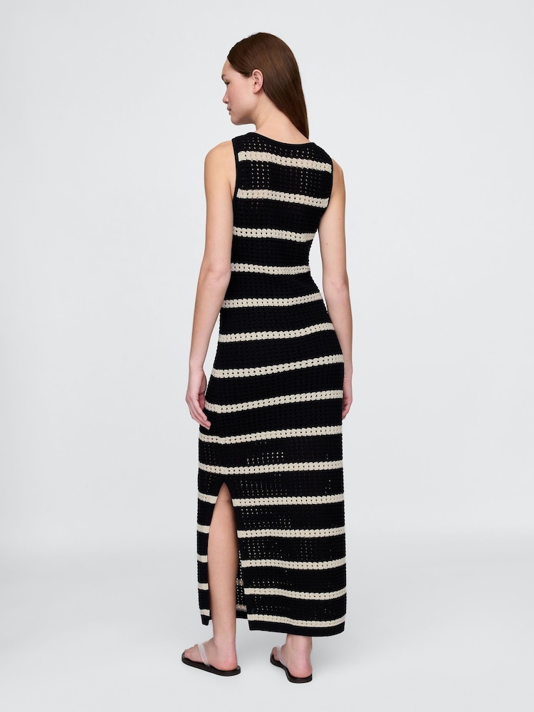 Gap Black/White Stripe Crochet Maxi Dress - Image 2 of 5