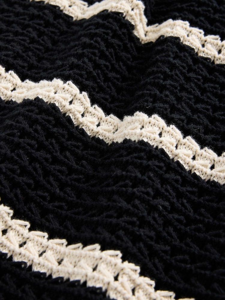 Gap Black/White Stripe Cotton Crochet Maxi Dress - Image 6 of 6