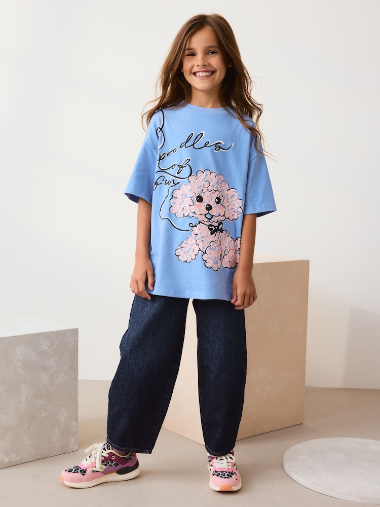 Blue Poodle Oversized Graphic Print T-Shirt (3-16yrs) - Image 2 of 8 Blue Poodle Oversized Graphic Print T-Shirt (3-16yrs) - Image 2 of 8