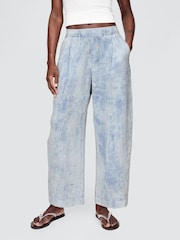Gap Blue Crinkle Gauze Denim Easy Barrel Trousers - Image 1 of 5