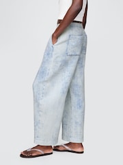 Gap Blue Crinkle Gauze Denim Easy Barrel Trousers - Image 3 of 5