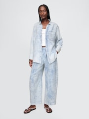 Gap Blue Crinkle Gauze Denim Easy Barrel Trousers - Image 4 of 5