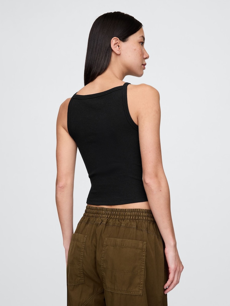 Gap Black Modern Apron-Neck Crop Vest - Image 2 of 4