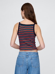 Gap Black/Red Stripe Modern Apron-Neck Crop Vest - Image 1 of 4