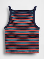 Gap Black/Red Stripe Modern Apron-Neck Crop Vest - Image 4 of 4