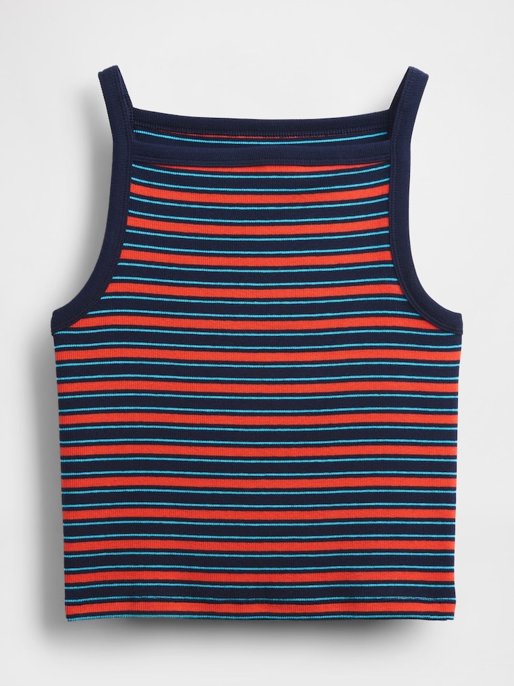 Gap Black/Red Stripe Modern Apron-Neck Crop Vest - Image 4 of 4