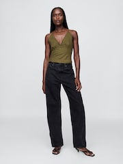 Gap Green Linen-Blend Embroidered Halter Top - Image 3 of 4