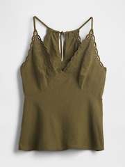 Gap Green Linen-Blend Embroidered Halter Top - Image 4 of 4